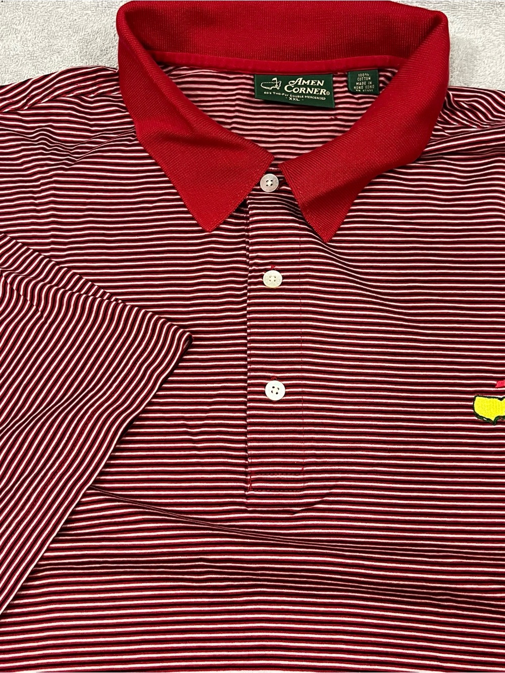 Masters Amen Corner Polo Men's XXL Red Pima Cotton Striped Augusta National Golf